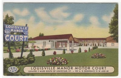 Louisville Manor Motor Court Motel US 31 Kentucky linen postcard