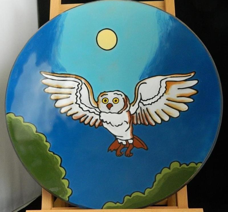 Moonlit Owl in Flight Fused Art Glass Platter Bird Lodge Decor Made in Ecuador