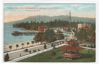 English Bay Panorama Vancouver British Columbia Canada 1923 postcard
