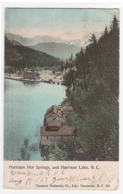Harrison Hot Springs Lake British Columbia Canada 1907 postcard