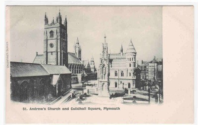 St Andrew’s Church Guildhall Square Plymouth England UK 1905c postcard