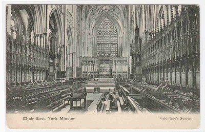 Choir East York Minster Cathedral Yorkshire UK 1910c postcard
