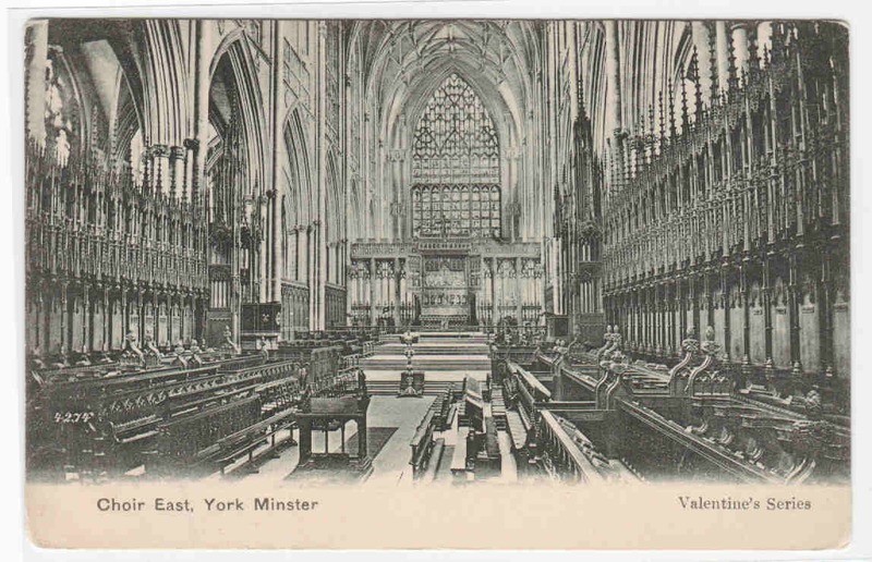 Choir East York Minster Cathedral Yorkshire UK 1910c postcard