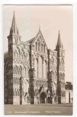 Salisbury Cathedral West Front Wiltshire England UK 1937 RPPC postcard