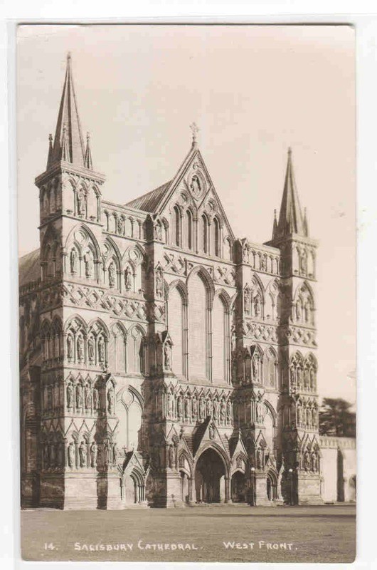 Salisbury Cathedral West Front Wiltshire England UK 1937 RPPC postcard