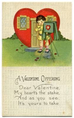 Boy with Camera Valentine's Day 1920 greeting postcard