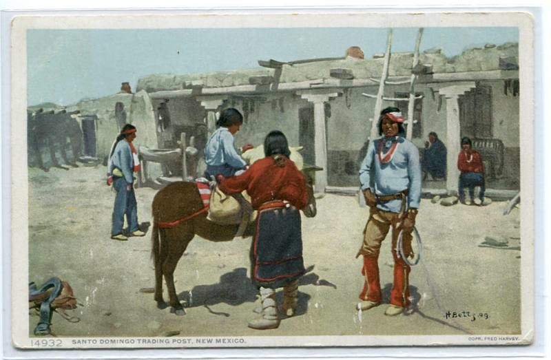Pueblo Native American Indians Santo Domingo Trading Post New Mexico postcard