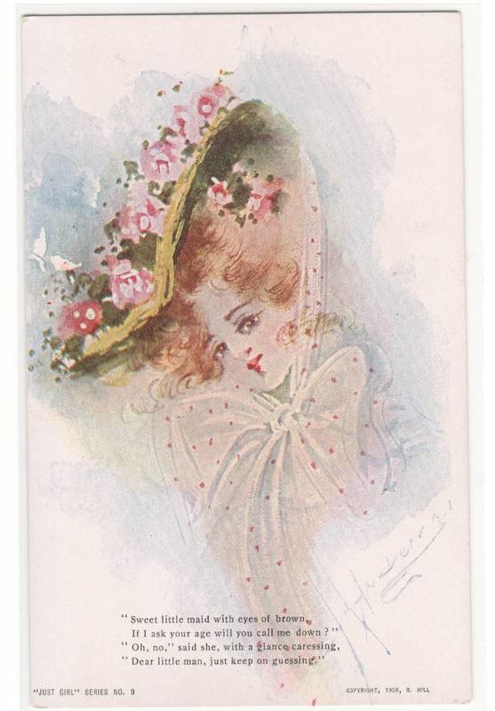Beautiful Lady Woman Sweet Little Maid Just Girl Series artist Anderson postcard