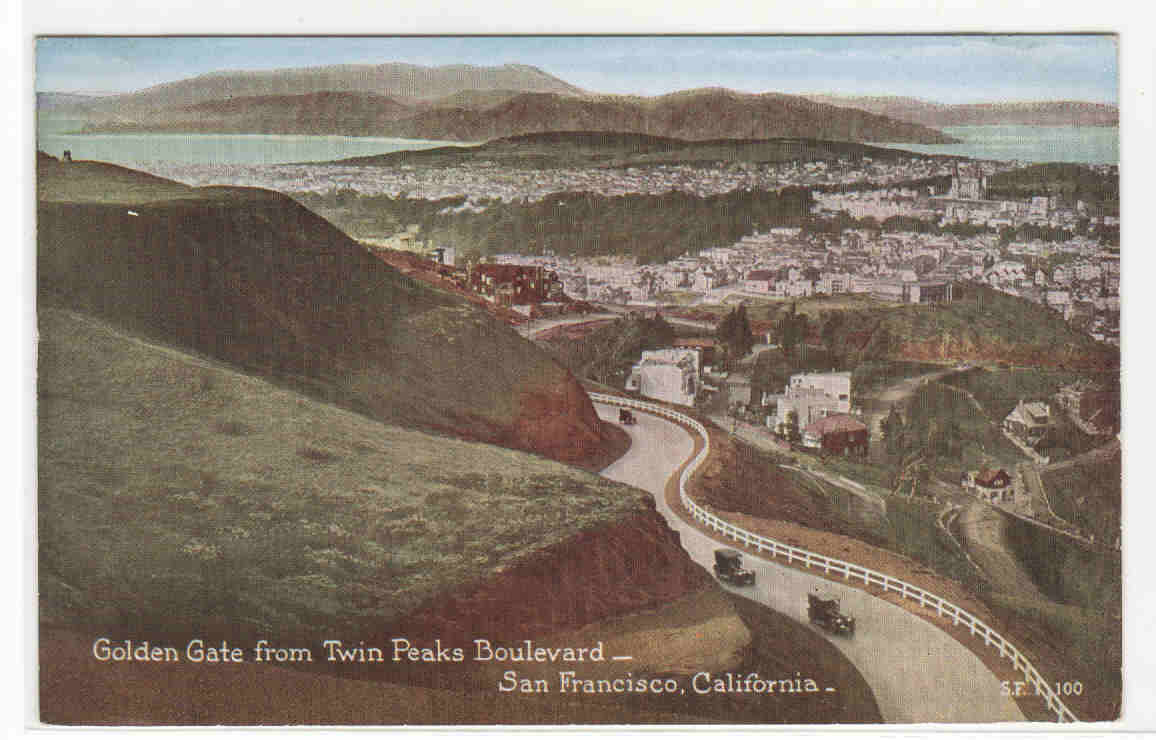 Panorama Twin Peaks Boulevard San Francisco CA 1910c postcard