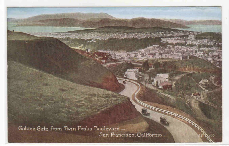 Panorama Twin Peaks Boulevard San Francisco CA 1910c postcard