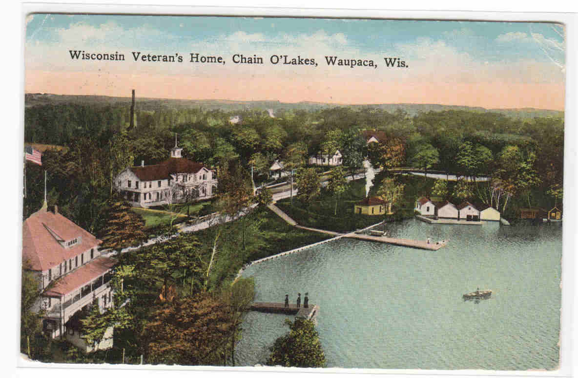 Wisconsin Veterans Home Chain O Lakes Waupaca WI 1915 postcard