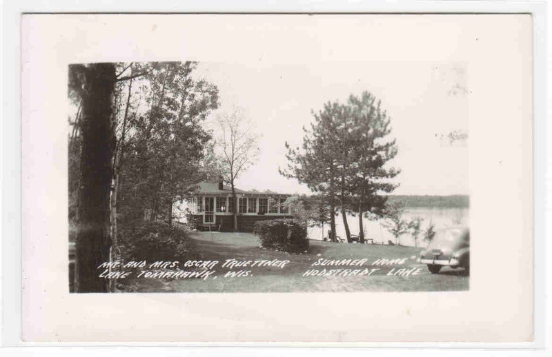 Truettner Summer Home Hodstradt Lake Tomahawk Wisconsin 1946 RPPC postcard