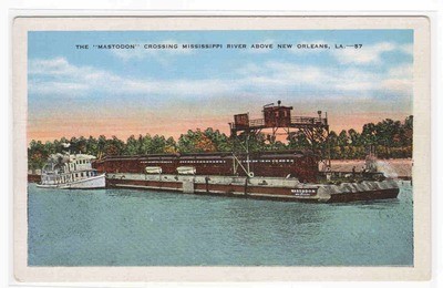 Mastodon Railroad Ferry Boat Barge New Orleans Louisiana postcard