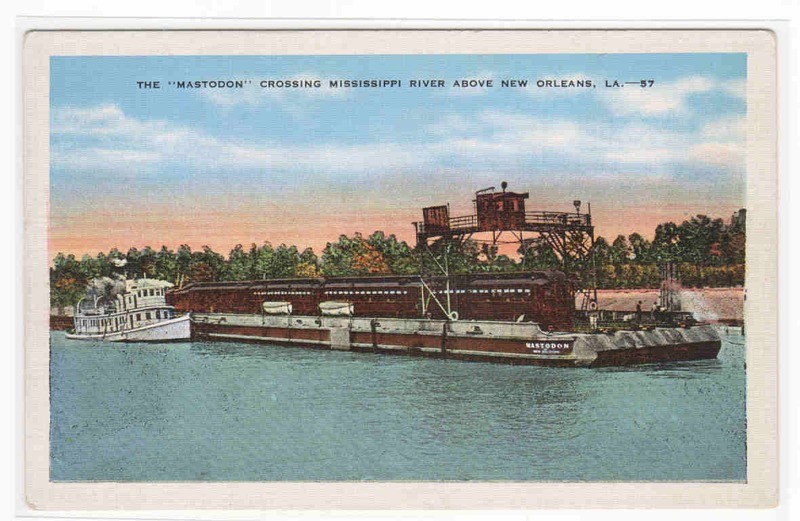 Mastodon Railroad Ferry Boat Barge New Orleans Louisiana postcard