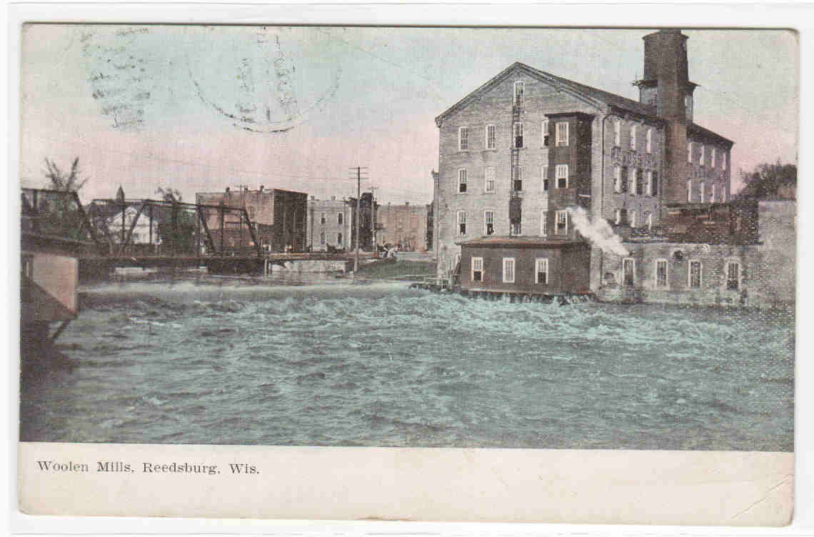 Woolen Mills Reedsburg Wisconsin 1908 postcard