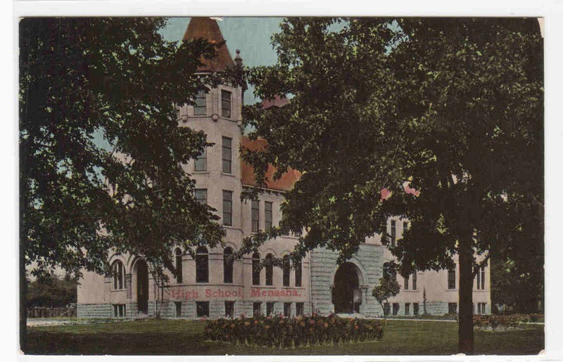 High School Menasha Wisconsin 1910c postcard