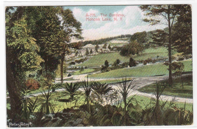 The Gardens Mohonk Lake New York 1910c postcard