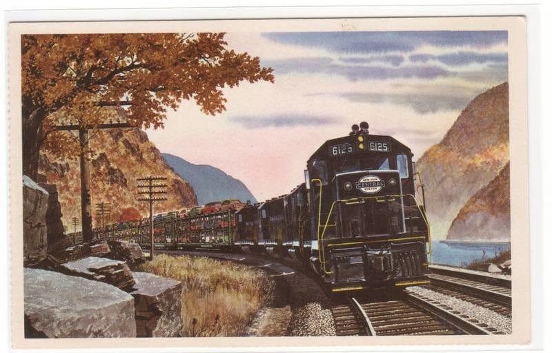 P&amp;LE Pittsburgh Lake Erie Railroad Train New York Central Hudson River Fogg postcard