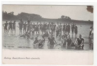 Bathing Beach Crowd Western Park Louisville Kentucky 1907c postcard