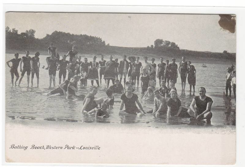 Bathing Beach Crowd Western Park Louisville Kentucky 1907c postcard