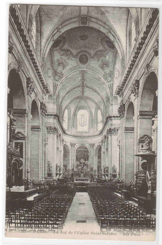 La Nef Eglise Saint Sulpice Paris France 1910s postcard