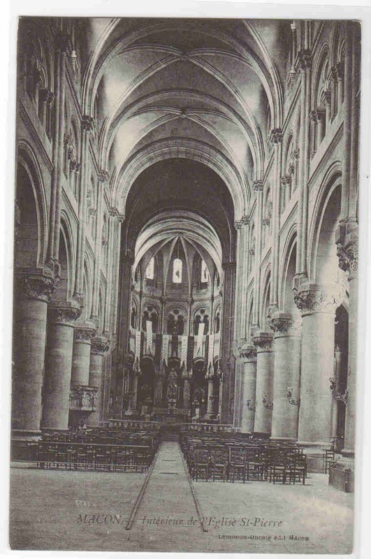 Interior Eglise St Pierre Macon Bourgogne France 1910s postcard