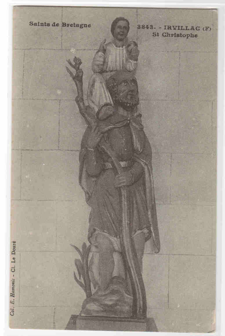 St Christophe Statue Irvillac Bretagne France postcard