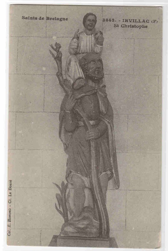 St Christophe Statue Irvillac Bretagne France postcard