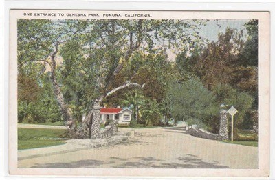 Genesha Park Entrance Pomona California 1920s postcard