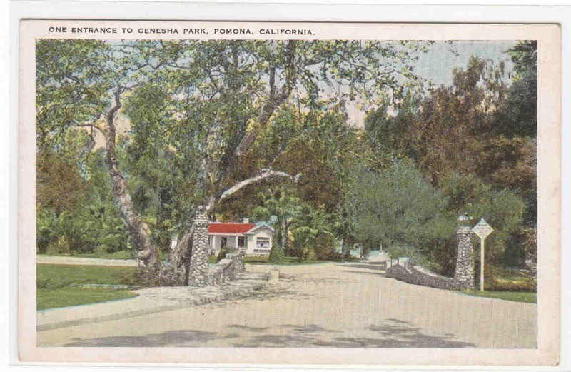 Genesha Park Entrance Pomona California 1920s postcard