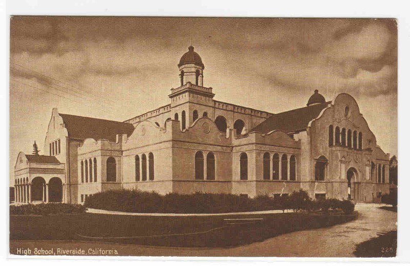 High School Riverside California 1910c postcard