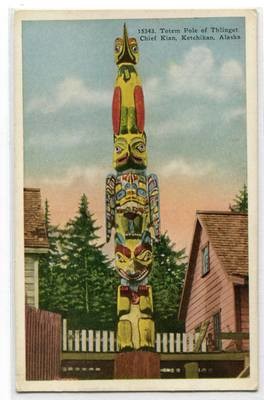 Thlinget Totem Pole Native American Indian Ketchikan Alaska postcard