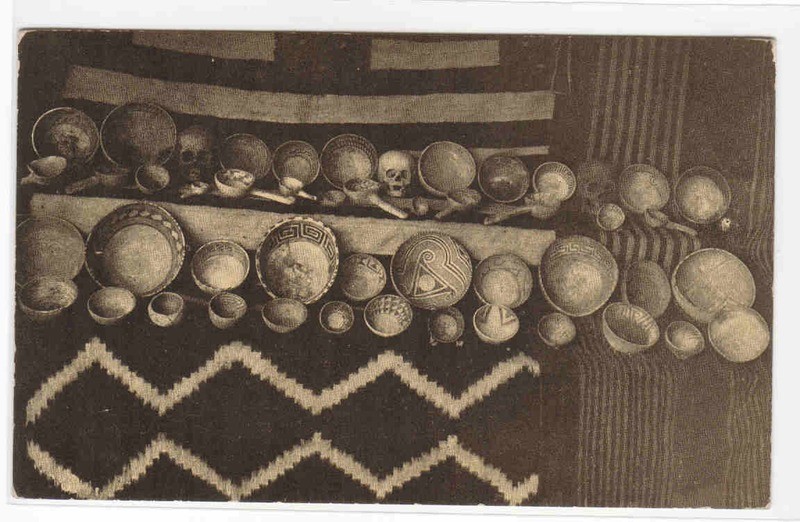 Pueblo Native American Indian Cliff Dweller Pottery Human Skulls Mesa Verde Colorado 1907 postcard