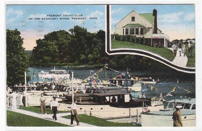 Fremont Yacht Club Sandusky River Ohio 1947 postcard