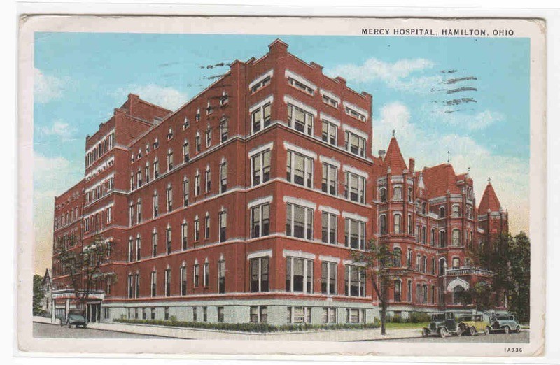 Mercy Hospital Hamilton Ohio 1940 postcard