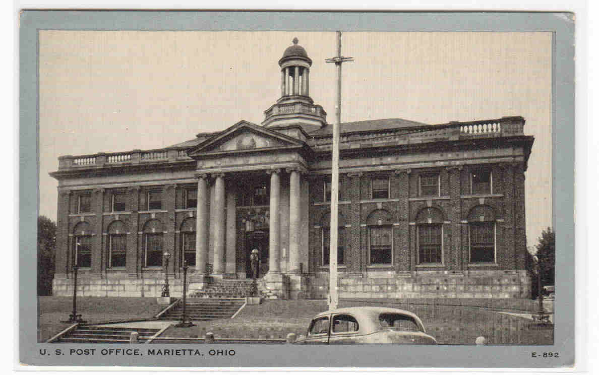 Post Office Car Marietta Ohio 1940s postcard