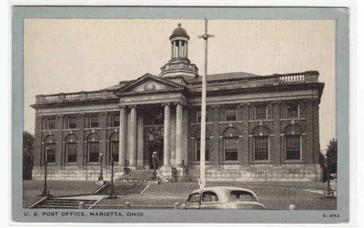 Post Office Car Marietta Ohio 1940s postcard