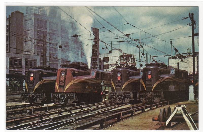 Pennsylvania Railroad Electric Trains GG1 Sunnyside Yard New York City postcard