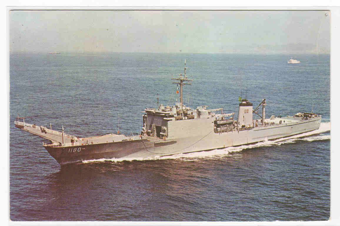 USS Manitowac LST-1180 Tank Landing Ship US Navy Ship Warship postcard