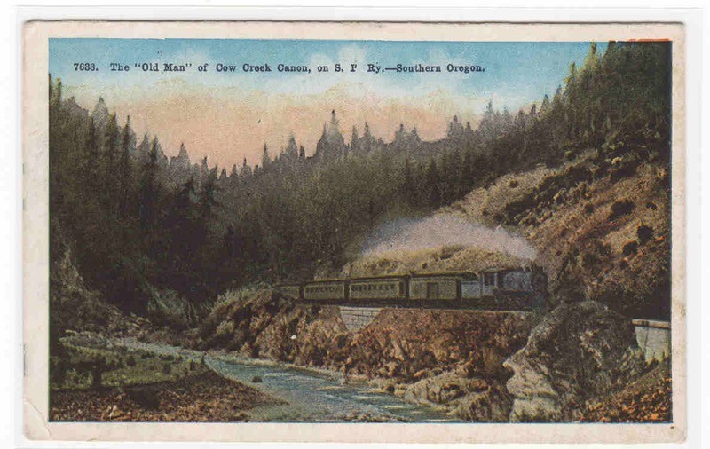 Railroad Train Cow Creek Canyon Oregon 1920c postcard