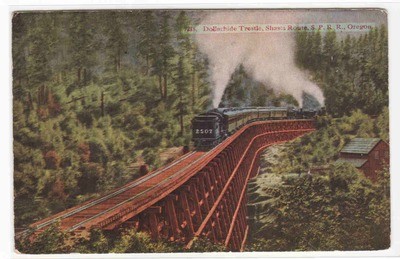 SP Railroad Train Dollarhide Trestle Bridge California 1910c postcard