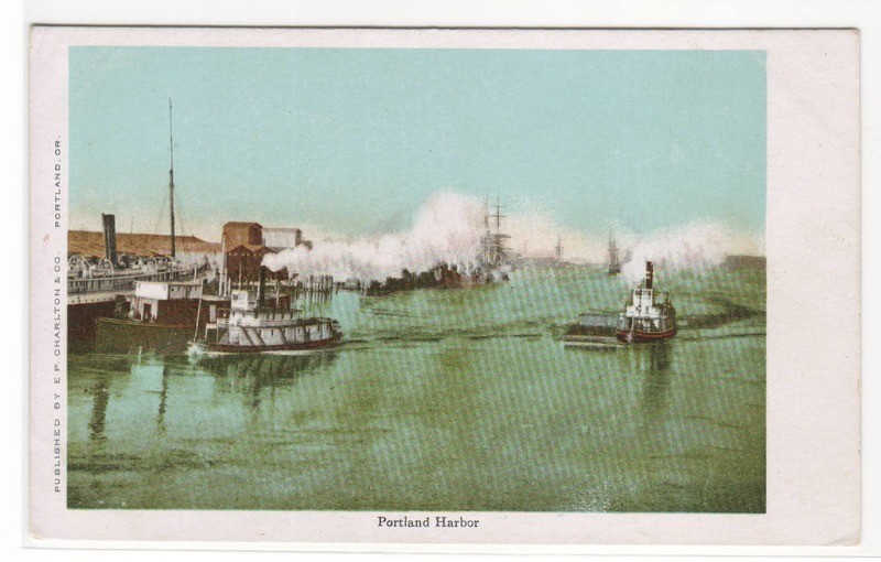 Steamers Ships Portland Harbor Oregon 1905c postcard
