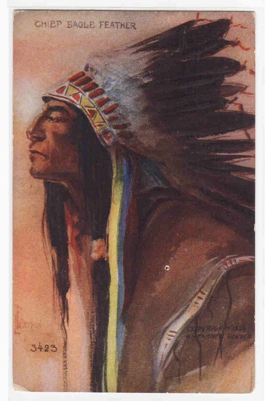 Chief Eagle Feather Native American Indian 1910c postcard