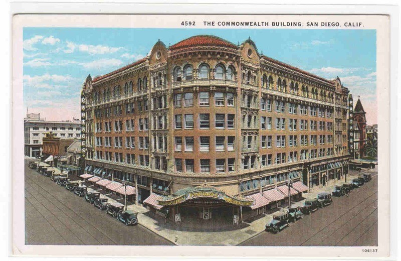 Commonwealth Building San Diego California 1920s postcard
