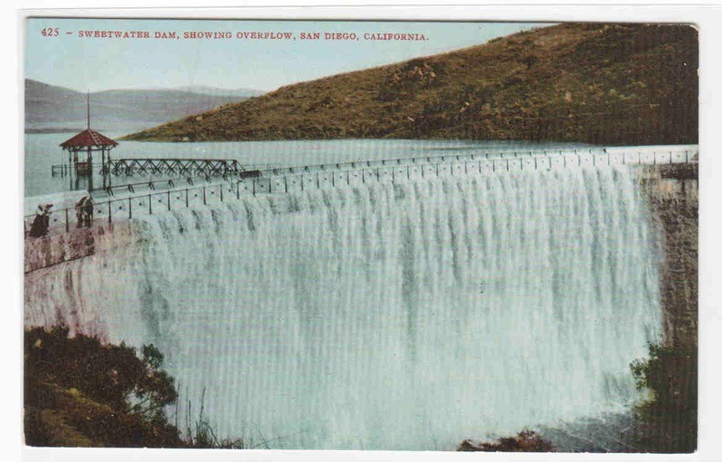 Sweetwater Dam San Diego California 1910c postcard