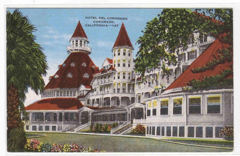 Hotel Del Coronado San Diego California linen postcard