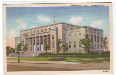 City Hall Hammond Indiana 1943 postcard