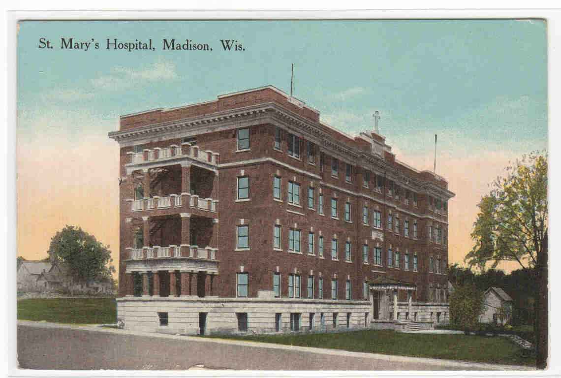 St Mary’s Hospital Madison Wisconsin 1910c postcard