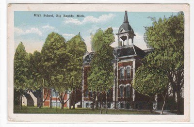 High School Big Rapids Michigan 1917 postcard