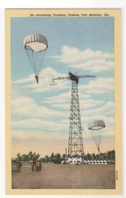 Paratroop Parachute Training Towers Fort Benning Georgia postcard